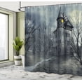 thumbnail image 5 of Ambesonne Halloween Shower Curtain, Gothic Haunted House, 69"Wx75"L, Teal, 5 of 5