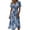 Blue, variant on Midi Dresses for Women Crossover Wrap V Neck Short Sleeve Summer Dress Casual Knee Length A-Line Dress