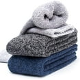thumbnail image 4 of Men Thick Wool Socks,Soft Warm Comfort Casual Crew Winter Solid Color Socks,3Pairs,Assorted, 4 of 7