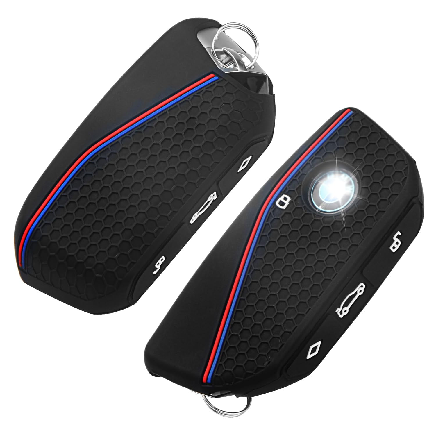 Durable Dual-Layer Silicone Key Fob Covers 2-Pack for BMW 7 Series X5 X6 X7 iX i5 i7 M60 2023-2025 Shock-Absorbing Scratch-Resistant Remote Protector