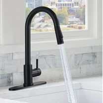 Black Kitchen Sink Faucet Swivel Pull Down Spray High Arc Mixer Tap With Cover