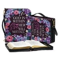 thumbnail image 3 of Kuiaobaty Heart Butterfly Flower Print Faux Leather Bible Cover for Men Women, God is Within Her Large Capacity Bible Book Cover Church Bag Carrying Case with Shoulder Strap and Handle, XL, 3 of 7