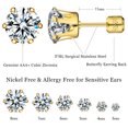 thumbnail image 5 of 6 Pairs Flat Back Earrings Hypoallergenic Earrings, Stainless Steel Stud Earring for Women, 20G Surgical Steel Men Earring Cubic Zirconia Earrings Set with Screw Back, 5 of 5