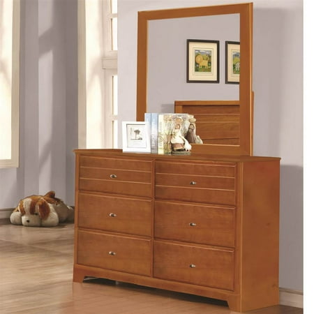 6 Drawer Dresser In Honey Oak Finish Walmart Com