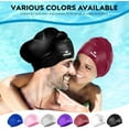 thumbnail image 5 of 2 Pack Large Swim Caps for Long Hair, Silicone Swimming Cap for Adult Women Men, Waterproof Swim Hats Bathing Caps to Keep Hair Dry with Bonus Nose Clip and Earplugs-B005, 5 of 7