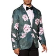 thumbnail image 4 of INSPIRE CHIC Men's Suit Jacket Floral Print Notched Lapel Casual One Button Blazer 34 Pink Navy, 4 of 5