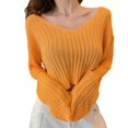 thumbnail image 1 of Pull Femme Mignon Tricoté Couleur Unie Vêtements Pull, 1 of 6