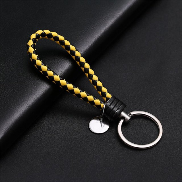 LLavero de cuerda tejida trenzada de cuero PU para hombre y mujer, colgante de bolso DIY, soporte de llavero, llavero de baratija de coche, regalo de joyería, 1 piezas