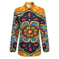 thumbnail image 4 of Mexican Talavera Flower Long Sleeve Blouse Woman Streetwear Casual Shirts Summer Oversize Woman Streetwear Clothing Birthday Present, 4 of 7