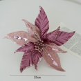 thumbnail image 2 of 25cm Mesh Fabric Sequin Simulation Christmas Flower Christmas Tree Decoration Red and purple, 2 of 8