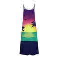 thumbnail image 4 of Summer Saving Wycnly Summer Dresses for Women Hawaiian Vacation Loose Swing Spaghetti Strap Long Sundresses 2024 Short Sleeve V-Neck Coconut Tree Print Maxi Formal Dress Purple m, 4 of 5