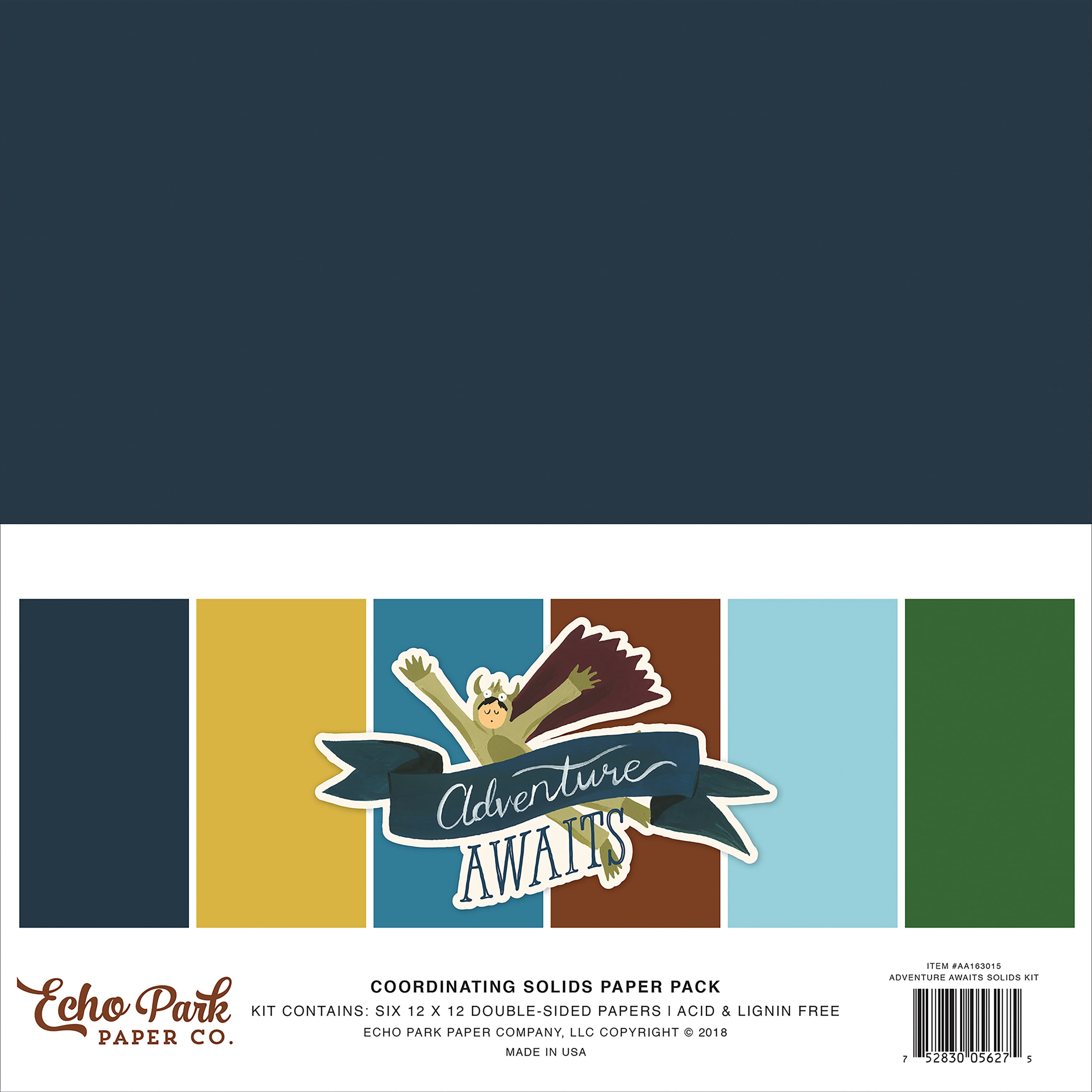 Echo Park Double Sided Solid Cardstock 12 X12 6 Pkg Adventure Awaits 