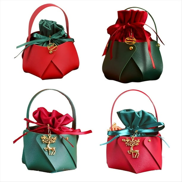 Bolsa con Asa de Caramelo Roja y Verde para Árbol de Navidad, Decoración del Hogar, Escritorio, Bolsa de Regalo de Año