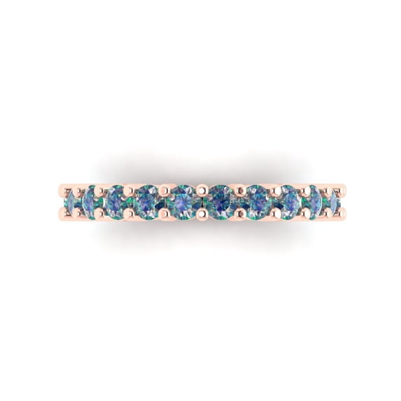1.52 ct Brilliant Round Cut Synthetic Moissanite 18K Rose Gold Eternity Band SZ 4.5