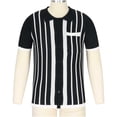 thumbnail image 4 of Penkiiy Men's Casual Short Short Sleeve Button-Down Shirts Striped Cotton Dress Shirt with Pocket Black Clearance, 4 of 8
