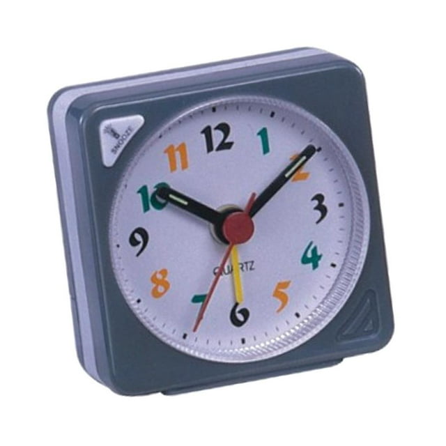 GUOOL Classic Mini Battery Alarm Clock Small Sauqre Travel Clock With Light And Snooze Gray