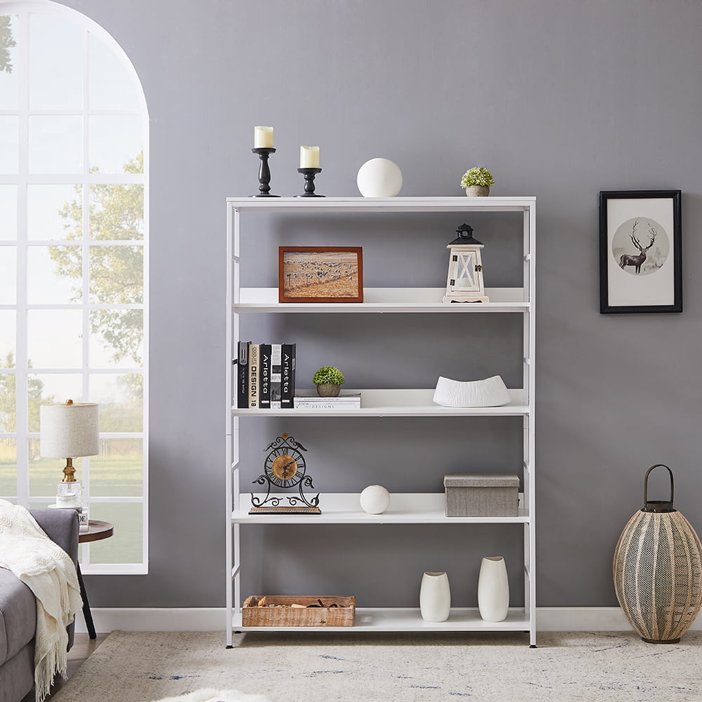 Kepooman Industrial Bookshelf, 5-Tier Vintage Bookcase with Metal Frame, Rustic Wood and Metal Shelving Unit, Display Rack and Storage Organizer for Living Room, White Kepooman Industrial Bookshelf, 5-Tier Vintage Bookcase with Metal Frame, Rustic Wood and Metal Shelving Unit, Display Rack and Storage Organizer for Living Room, White