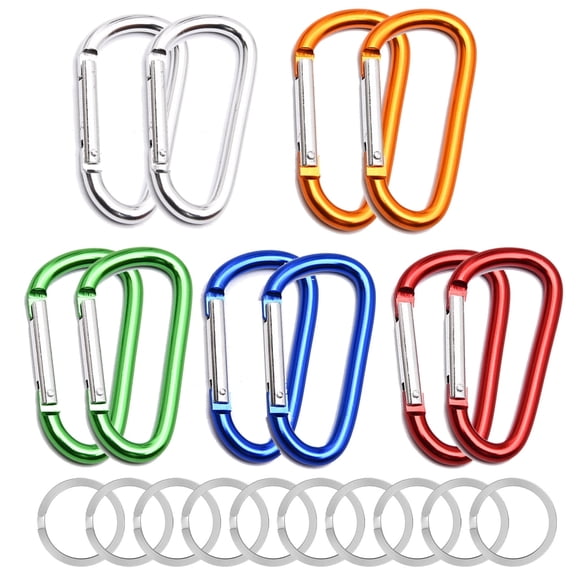 FASTBIRD 10 Pack 3'' Aluminum Spring Snap Hook Carabiner D Ring Carabiner Clip Camping Accessories Fishing Hiking Traveling and Keychain