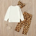 thumbnail image 3 of Odeerbi Baby Girls Clothes Toddler Outfit Newborn Infant Warm Leopard Print T-shirt Pants Hairband Outfits Set White, 3 of 9