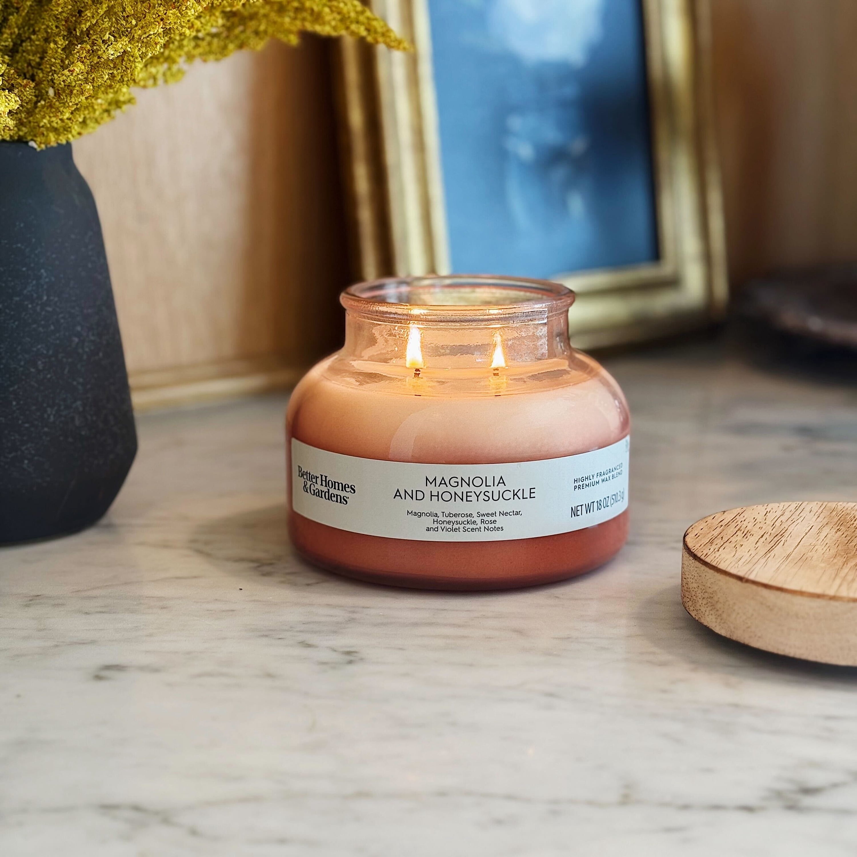 Better Homes and Gardens Magnolia and Honeysuckle Scented 2-Wick Ombre Jar Candle 18oz.