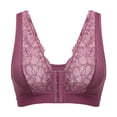 thumbnail image 4 of khonts,Women's Lace Front Hook Closure Bras Wireless Push up Bra No Padded Gathering Bralettes Purple M, 4 of 5