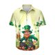 thumbnail image 5 of Camisas de Manga Corta de los Hombres Botón de Impresión Del Día de San Patricio Blusa de Cuello Casual, Spandex de Poliéster para las Vacaciones, 5 of 9