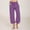 Purple, variant on LADIGASU Women Casual Linen Drawstring Elastic Waist Wide Leg Pants Cropped Trousers