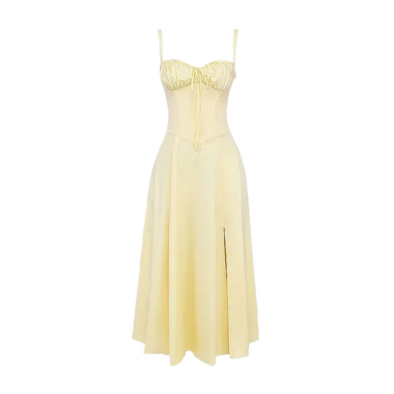Spring and summer new style fresh slim fit chest strap long suspender dress for women