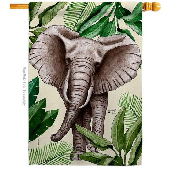 Angeleno Heritage  Elephant Animals Wildlife 28 x 40 in. Double-Sided Decorative Vertical House Flags for Decoration Banner Garden Yard Gift