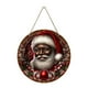 thumbnail image 2 of Adorno de pared de madera de Papá Noel negro | Decoración navideña para puerta | Adorno artesanal de madera | Colgante redondo de 20 x 20 cm para decoración de interiores y exteriores, 2 of 5