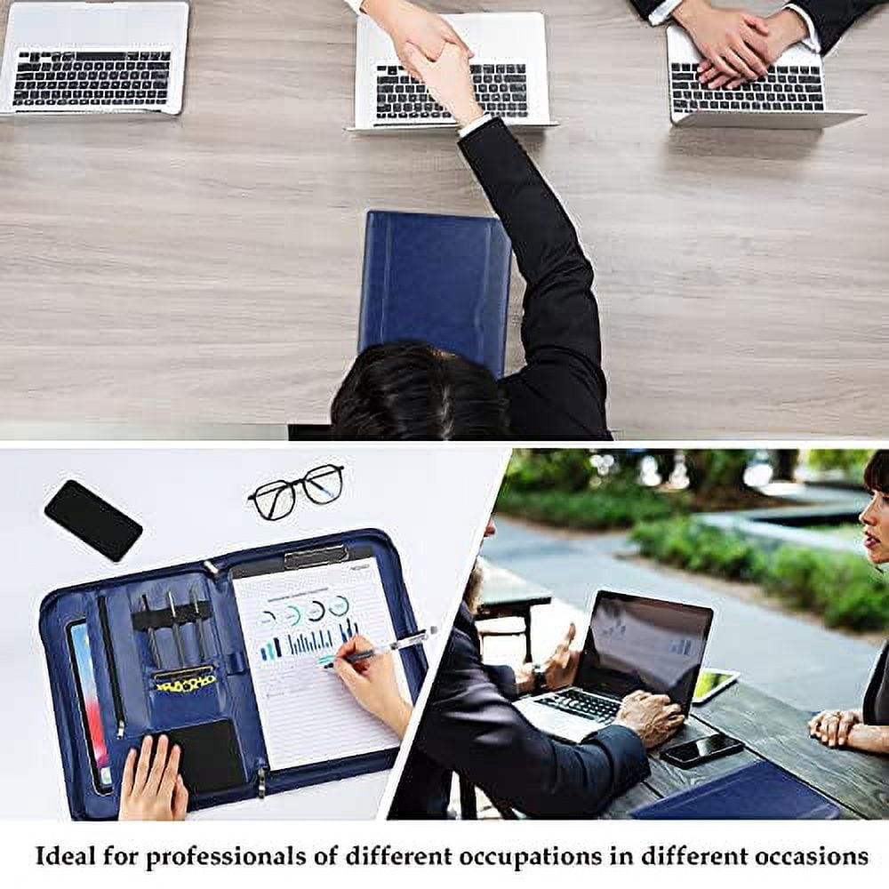 Procase Portfolio Business Padfolio Folder with Zipper, Navy