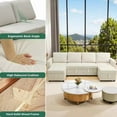 thumbnail image 3 of Modular Sectional Sleeper Sofa with Pull Out Bed, Chenille L Shaped Couch with Storage Seats, Convertible Sectional Couches, 3 of 7