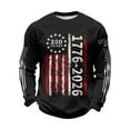 thumbnail image 3 of BUWTTED Mens T Shirts Anniversary USA Letter Print Graphic Knit Tees Independence Day Casual Long Sleeve Crew Neck Black Shirt L, 3 of 4
