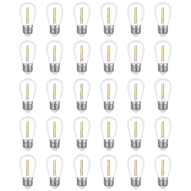 30-Pack Outdoor String Light Bulbs, Waterproof S14 Replacement Bulb, E26 Base Warm White
