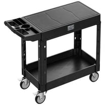 2-Tier Utility Cart 550 lbs, 31.3 x 17.7-Inch Metal Service Cart with 4 Wheels, Rolling Storage Cart for Kitchen, Garage