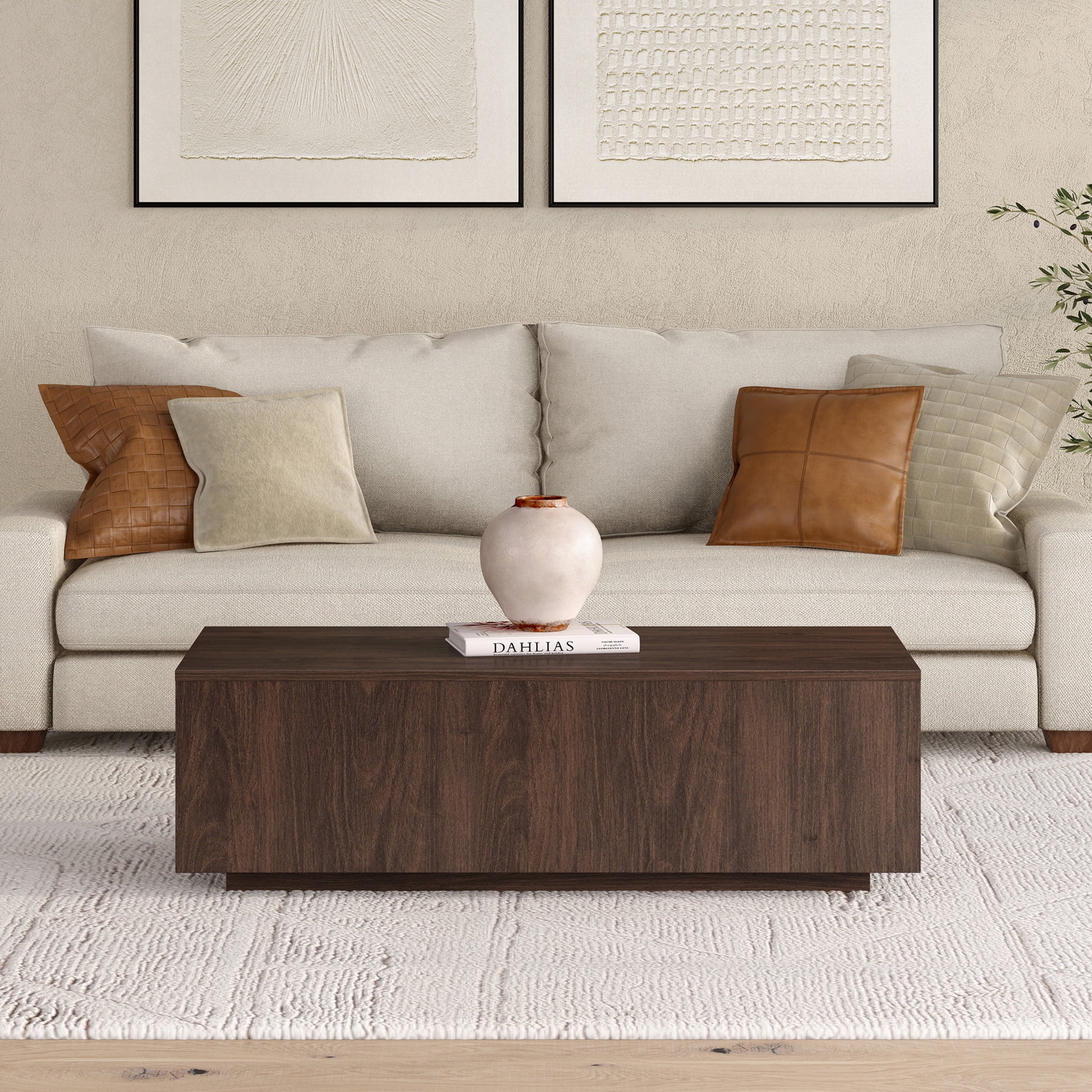 Evelyn&Zoe Modern/Contemporary 48" Wide Alder Brown Coffee Table