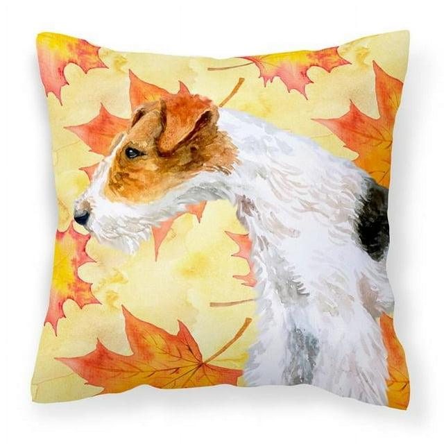 Carolines Treasures BB9911PW1414 Fox Terrier Fall Fabric Decorative Pillow