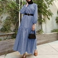 thumbnail image 2 of YZHM Summer Maxi Puff Long Sleeve Casual Plaid Modest Dress (Women's), 2 of 5