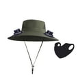 thumbnail image 4 of Hiroekza Cool & Breezy Solar Fan Sun Hat for Men - Adjustable 3-Speed, USB & Solar Charging, UPF Protection Green, 4 of 6