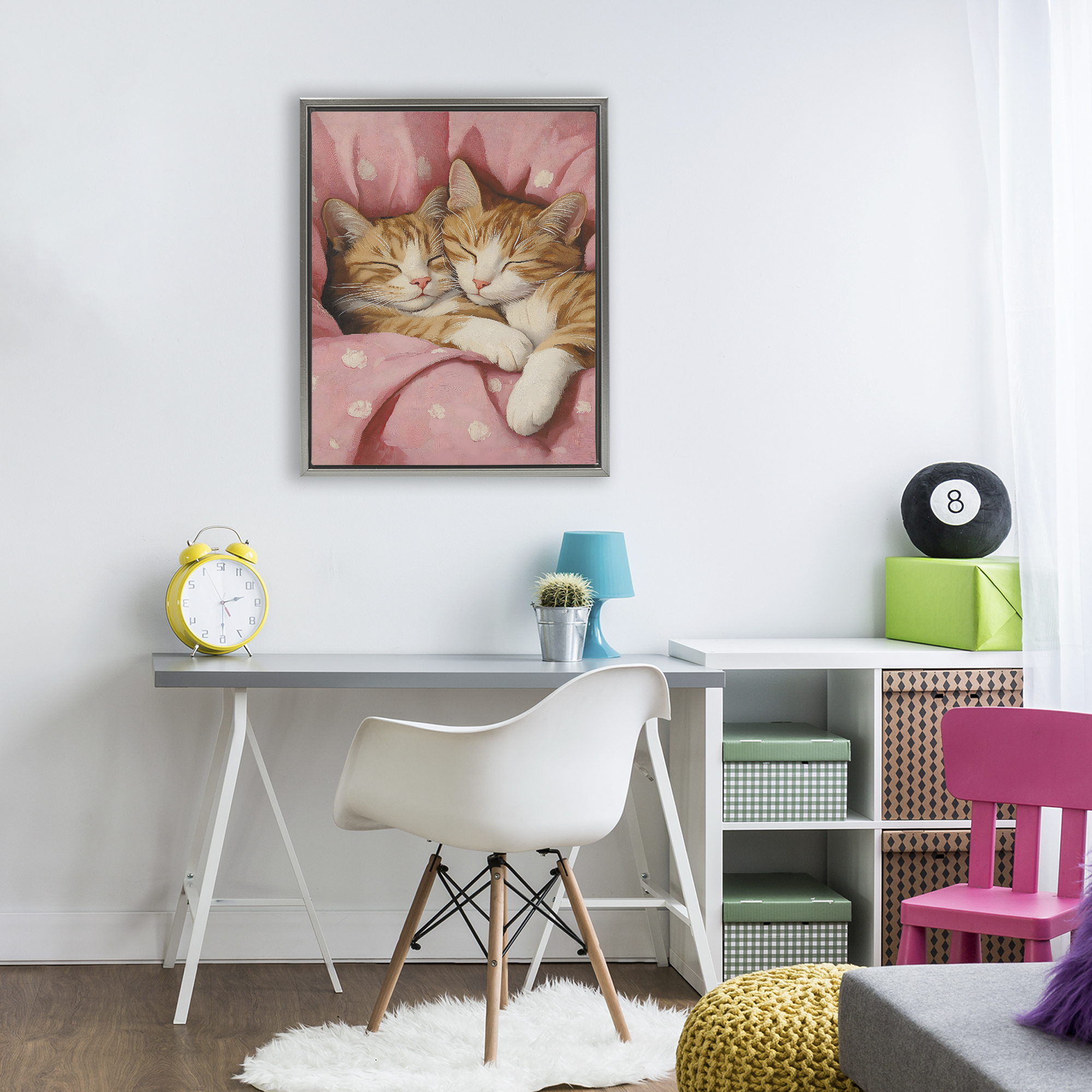 Stupell Industries Sleeping Orange Cats Embrace Gray Framed Floater Canvas Wall Art, design by The Prints Vibe