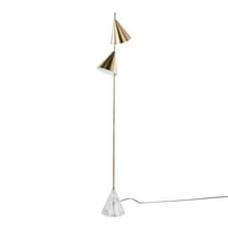 LumiSource Gold Metal, White Faux Marble Cone 65" Metal Floor Lamp