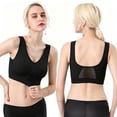 thumbnail image 4 of Womens Plus Wireless Bra, Full Coverage Sports Bra with Wide Straps, Back Cutout & Racerback Design, Fitness Jogging Wear | VerBelle,Black M, 4 of 5