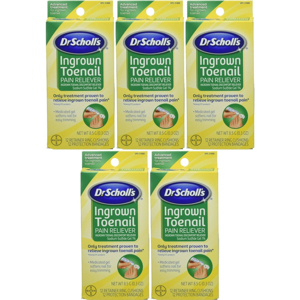 5 Pack Dr Scholl's Ingrown Toenail Pain Reliever Gel Kit 0.3oz Each