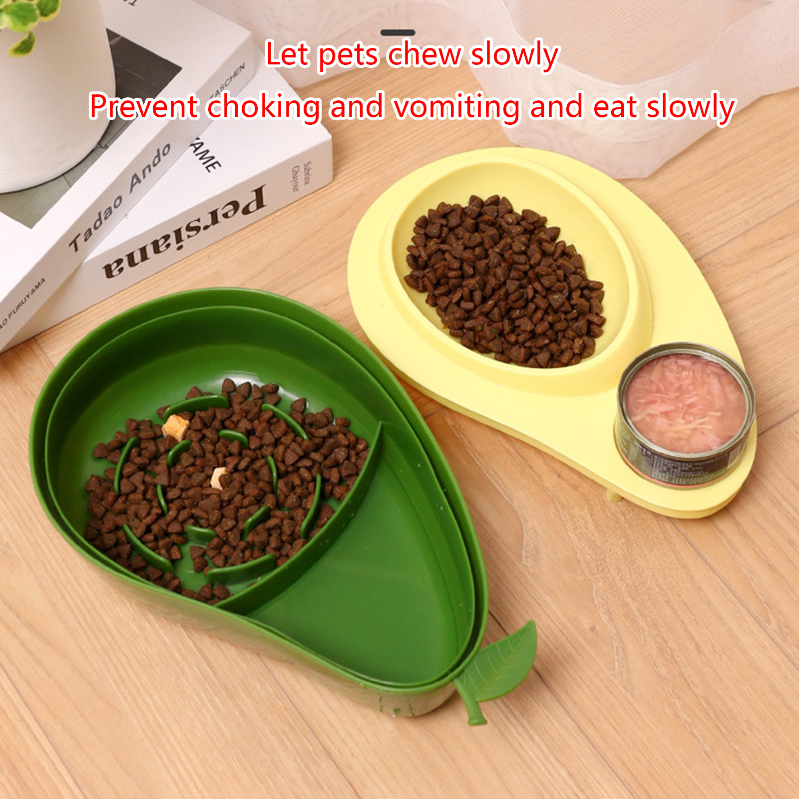 Non-slip Base Pet Dog Bowls Avocado Shape Slow Feeding Feeding Water Bowl for Feeding Puppies Indoor Dish
