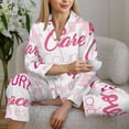 thumbnail image 6 of Uemuo Breast Cancer Pink Ribbons Awareness (2) Pattern Womens Pajama Sets,PJ Set for Women,Pajamas for Women Logo,Long Sleeve Pajama Set for Women,Soft Long Sleeve Top With Pants-XX-Large, 6 of 9