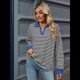 thumbnail image 5 of Sudaderas A Rayas de Talla Grande para Mujer, de Larga, con Cuello de Solapa, Informales, Suaves, Tipo Pulóver, Camisetas Negro S, 5 of 10