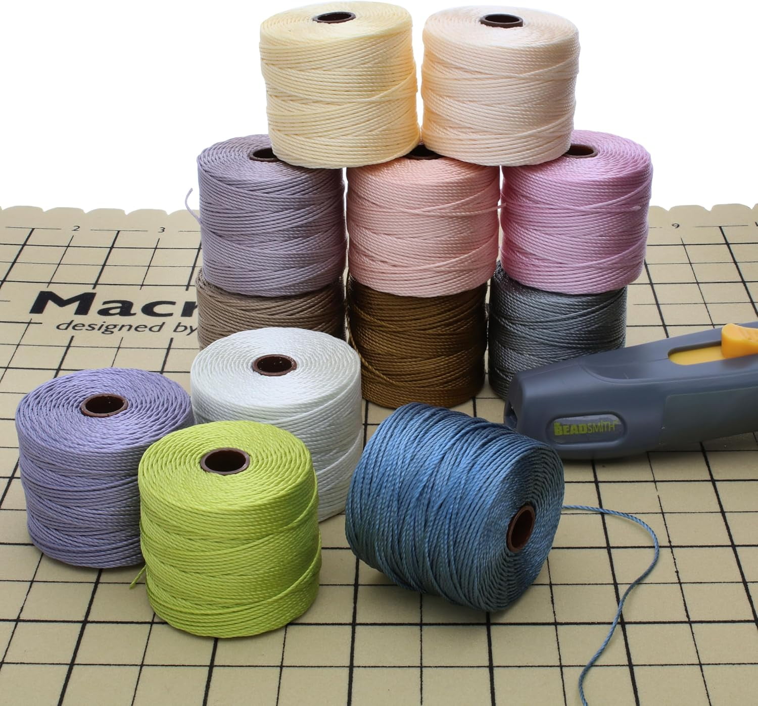 The Beadsmith S-Lon Bead Cord – .5 mm Nylon Cord, 12-Pack, Neutrals Mix, TEX210, 77 Yards