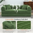 thumbnail image 6 of 78" Convertible Sleeper Sofa Bed, Holaki Compression Folding Sofa with Pillow & 3 Seat, Corduroy Folding Sofa Couch with Fixed-Shape Frame, Floor Sofas Lounge Couch for Living Room, Olive Green, 6 of 9