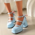 thumbnail image 3 of Women's High Heeled 9CM Court Shoes Buckle Strappy Fashion Mary Jane Platform Pumps Bow, 3 of 4