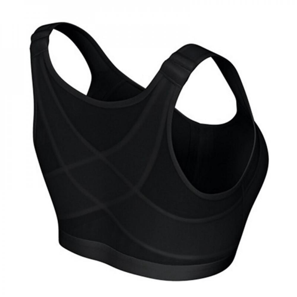 Women's Easy Front Close Wirefree Sports Bra,7 Front Hooks with Shoulder  Adjustable Hooks Shockproof High Impact Racerback Active Padded Workout Bras,Yoga  Gym Running Breathable Push Bra,30-42 Black 